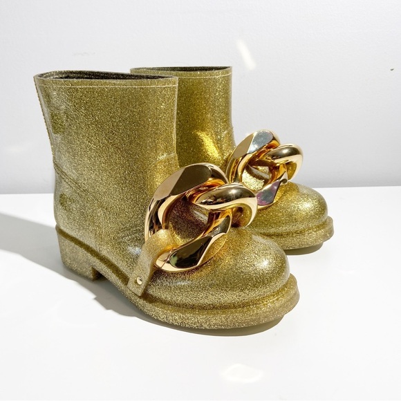 New JW Anderson Chain Glitter Gold Ankle Boots size 36